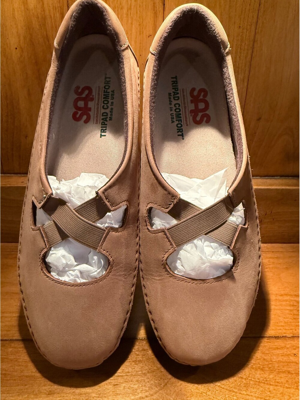New SAS Crissy Slip-On Loafer Praline Leather Women's Size 8.5W